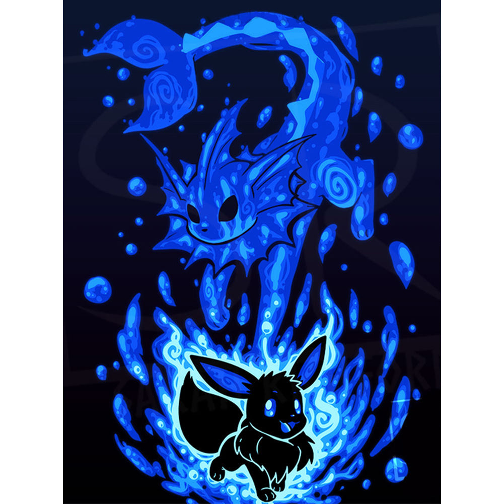 Diamond Painting - Full Round - Silhouette Pikachu (30*40CM)
