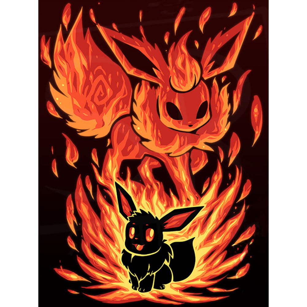 Diamond Painting - Full Round - Silhouette Pikachu (30*40CM)