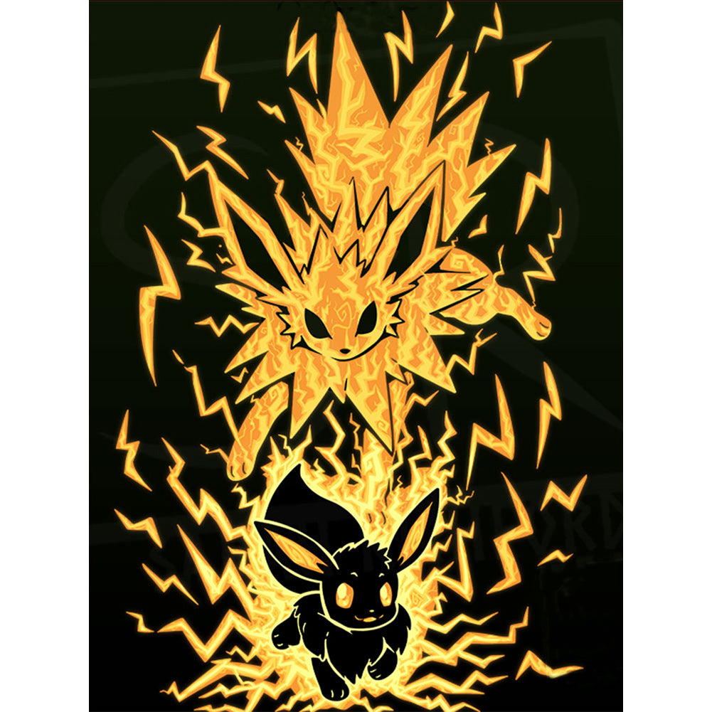 Diamond Painting - Full Round - Silhouette Pikachu (30*40CM)