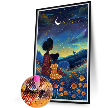 Diamond Painting - Full Round - Night sky¡¤Mother and child (40*60CM)