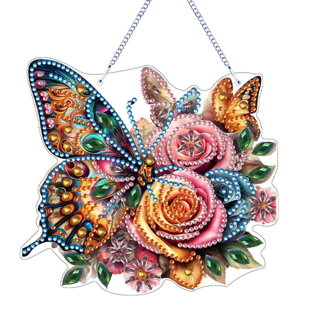Butterfly Diamond Painting Art Pendant Acrylic Diamond Drawing Hanging Ornament