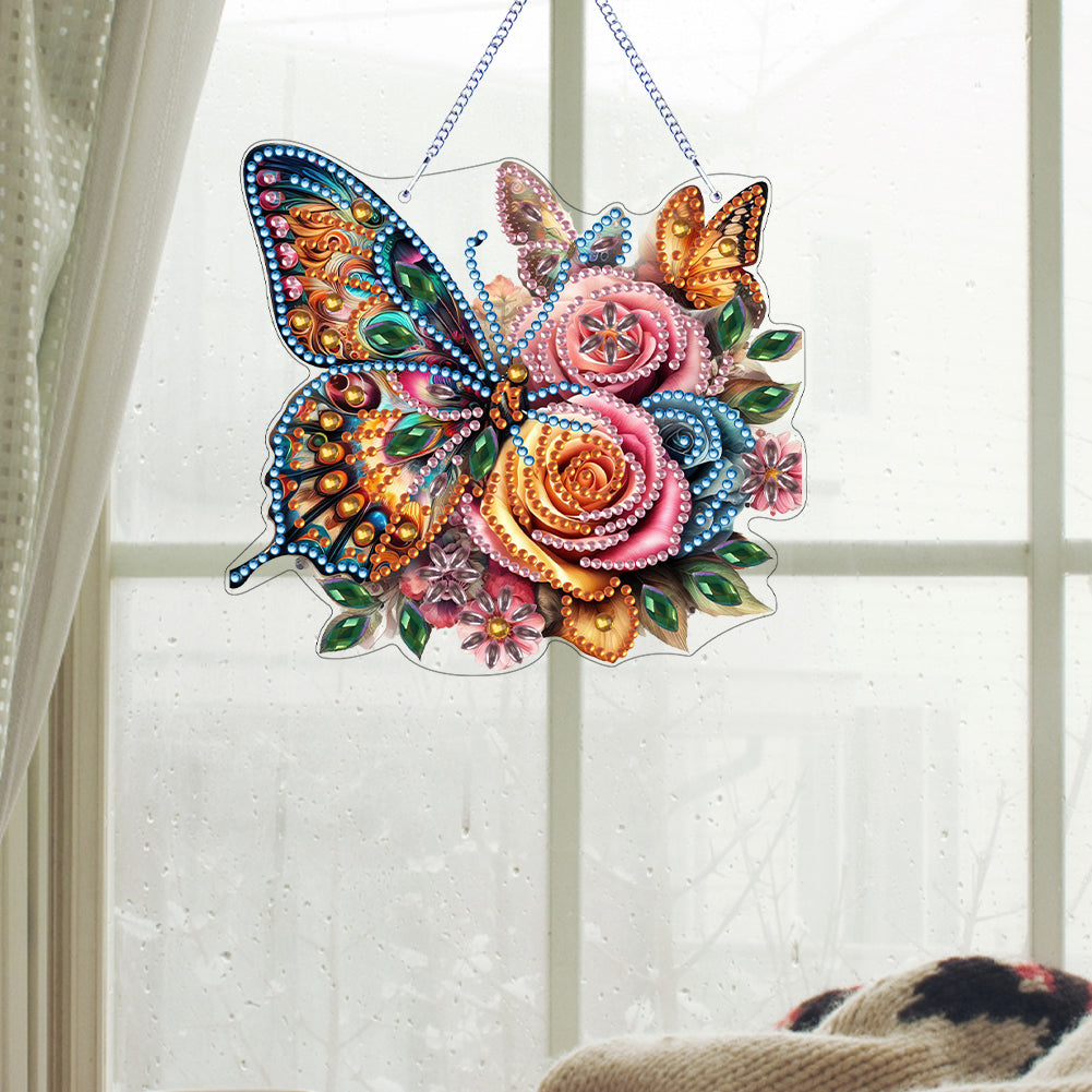 Butterfly Diamond Painting Art Pendant Acrylic Diamond Drawing Hanging Ornament