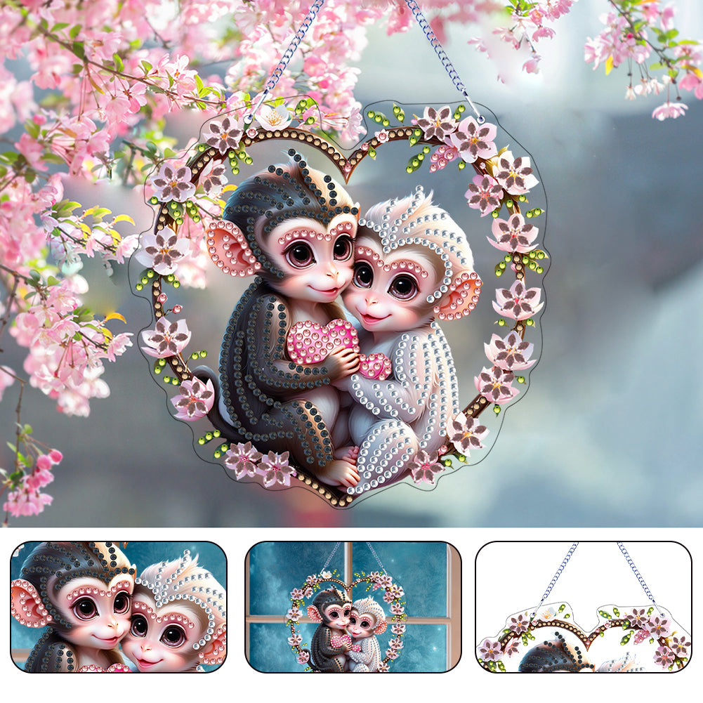 Animal Diamond Painting Art Pendant Colorful Acrylic Crystal Painting Ornaments