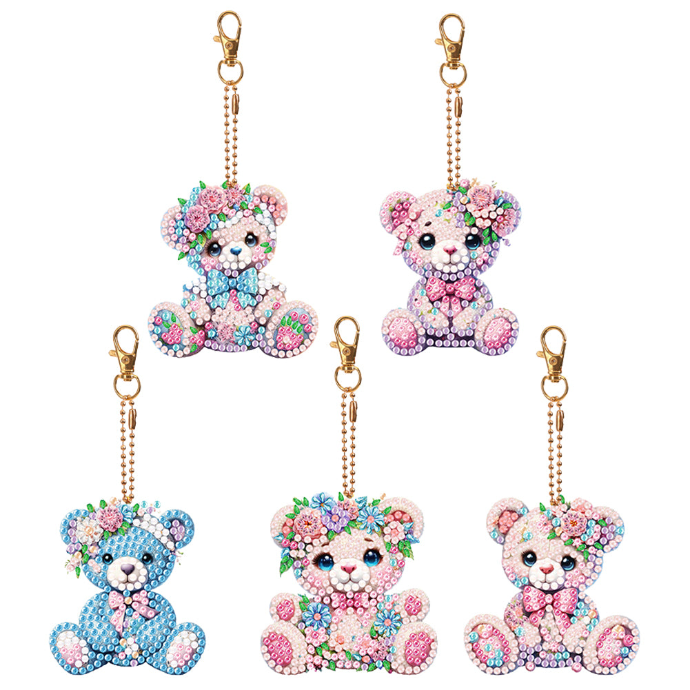 5Pcs Double Sided Animal Diamond Painting Keychain for Home Birthday Party Decor