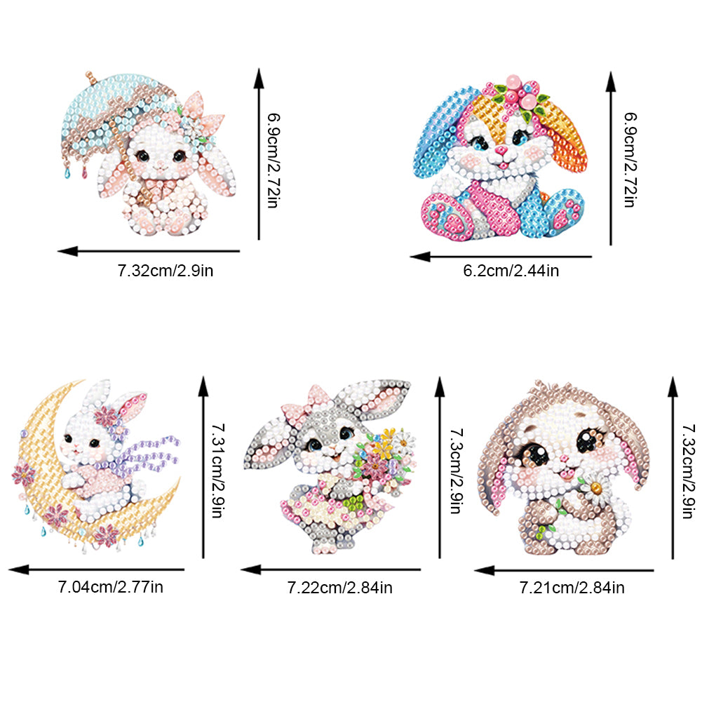 5Pcs Double Sided Animal Diamond Painting Keychain for Home Birthday Party Decor