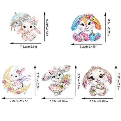 5Pcs Double Sided Animal Diamond Painting Keychain for Home Birthday Party Decor