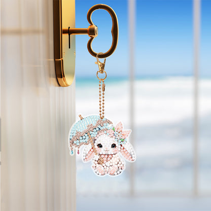 5Pcs Double Sided Animal Diamond Painting Keychain for Home Birthday Party Decor