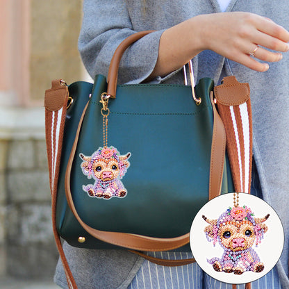 5Pcs Double Sided Animal Diamond Painting Keychain for Home Birthday Party Decor