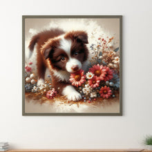 Load image into Gallery viewer, Diamond Painting - Full Round - Flowers black and white puppy (30*30CM)

