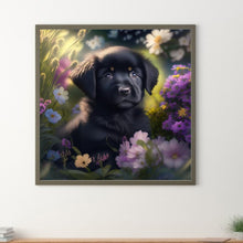 Load image into Gallery viewer, Diamond Painting - Full Round - Flower black puppy (30*30CM)
