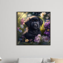 Load image into Gallery viewer, Diamond Painting - Full Round - Flower black puppy (30*30CM)
