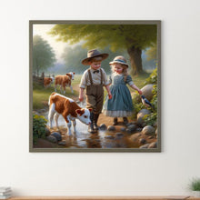 Load image into Gallery viewer, Diamond Painting - Full Round - Country farm kid (30*30CM)
