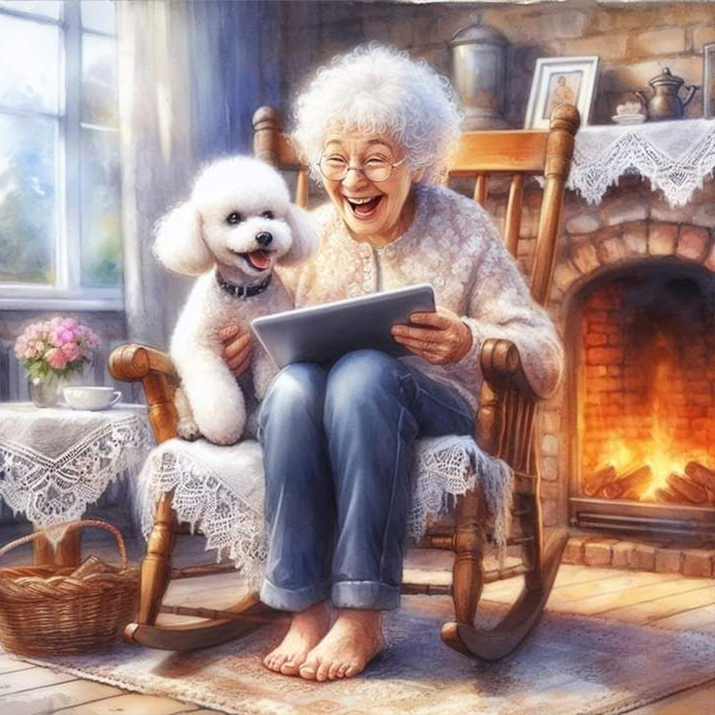 Diamond Painting - Full Round - happy grandma (40*40CM)
