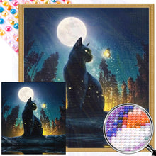 Load image into Gallery viewer, AB Diamond Painting - Full Round - Black cat under the moon (45*50CM)
