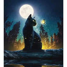Load image into Gallery viewer, AB Diamond Painting - Full Round - Black cat under the moon (45*50CM)
