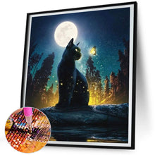 Load image into Gallery viewer, AB Diamond Painting - Full Round - Black cat under the moon (45*50CM)
