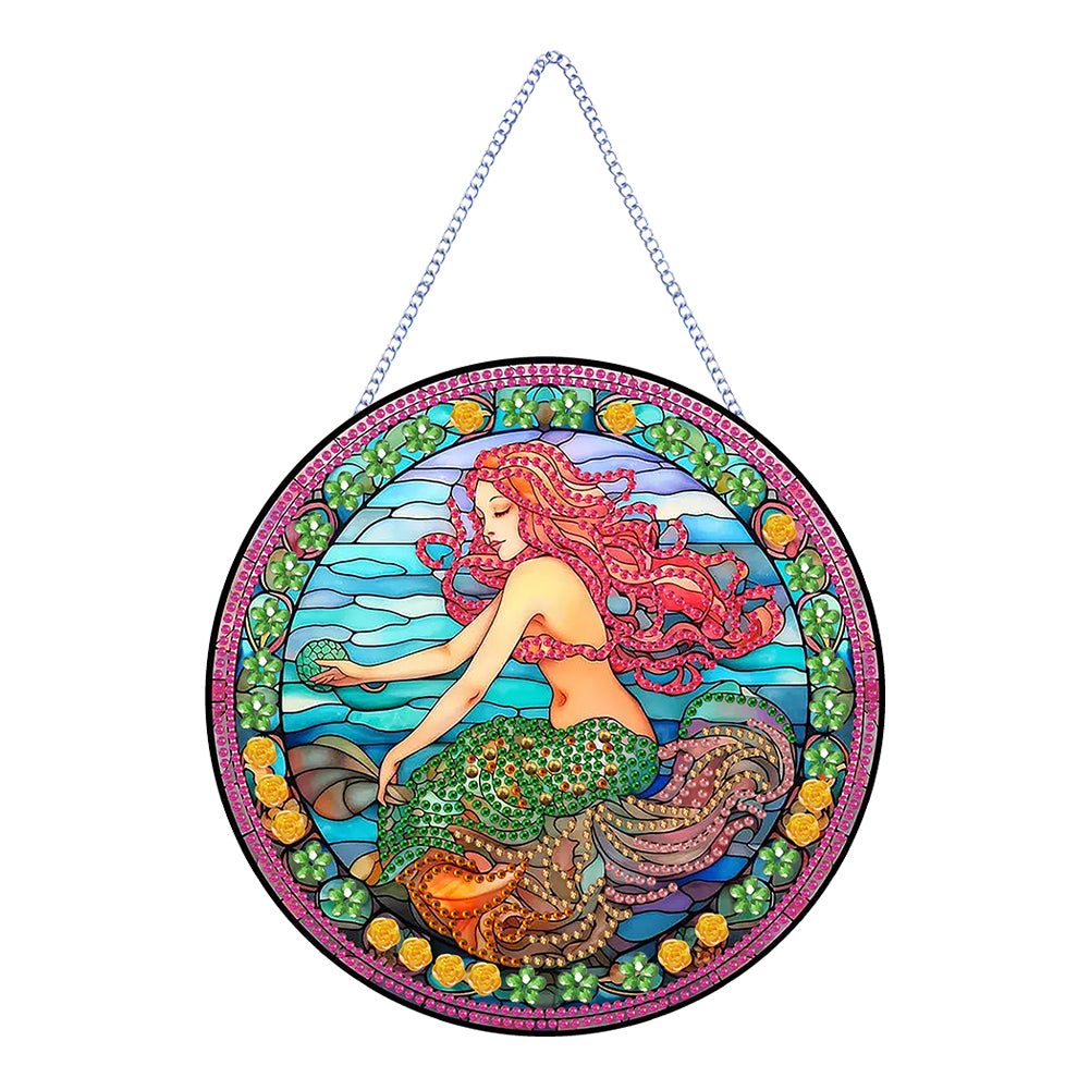 Mermaid Diamond Painting Art Pendant Acrylic Diamond Drawing Hanging Ornament