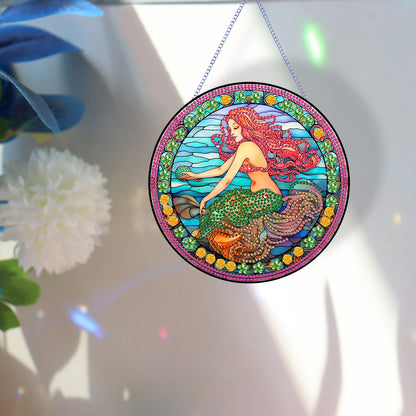 Mermaid Diamond Painting Art Pendant Acrylic Diamond Drawing Hanging Ornament