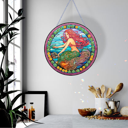 Mermaid Diamond Painting Art Pendant Acrylic Diamond Drawing Hanging Ornament