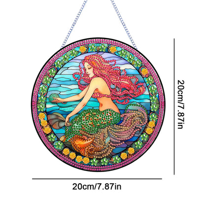 Mermaid Diamond Painting Art Pendant Acrylic Diamond Drawing Hanging Ornament