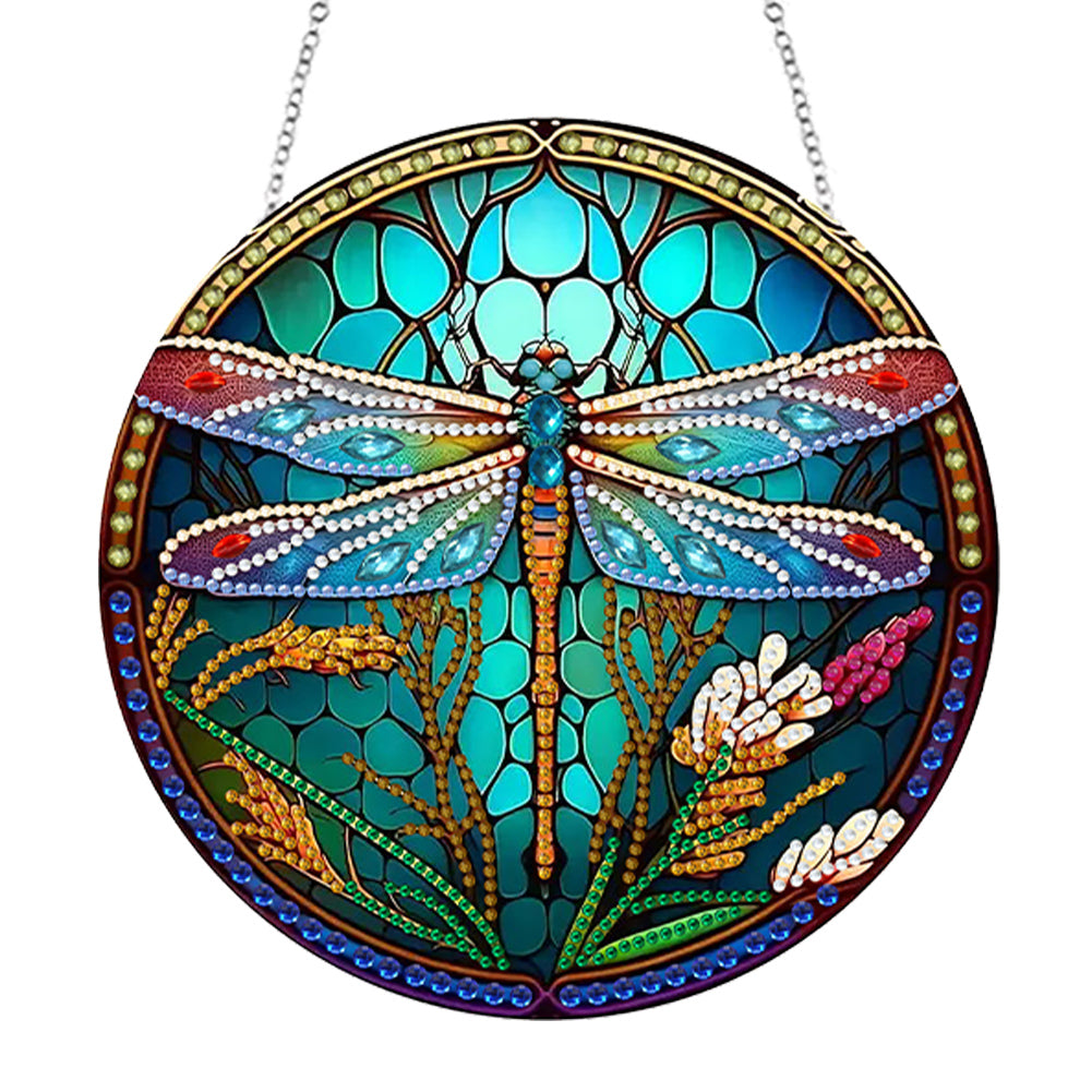 Dragonfly Diamond Painting Art Pendant Colorful Diamond Drawing Hanging Ornament