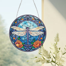 Load image into Gallery viewer, Dragonfly Diamond Painting Art Pendant Colorful Diamond Drawing Hanging Ornament
