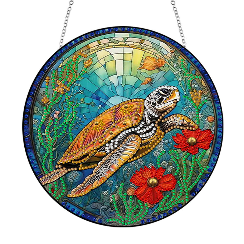 Sea Turtle Diamond Painting Hanging Pendant Home Windows Decor for Kid DIY Craft