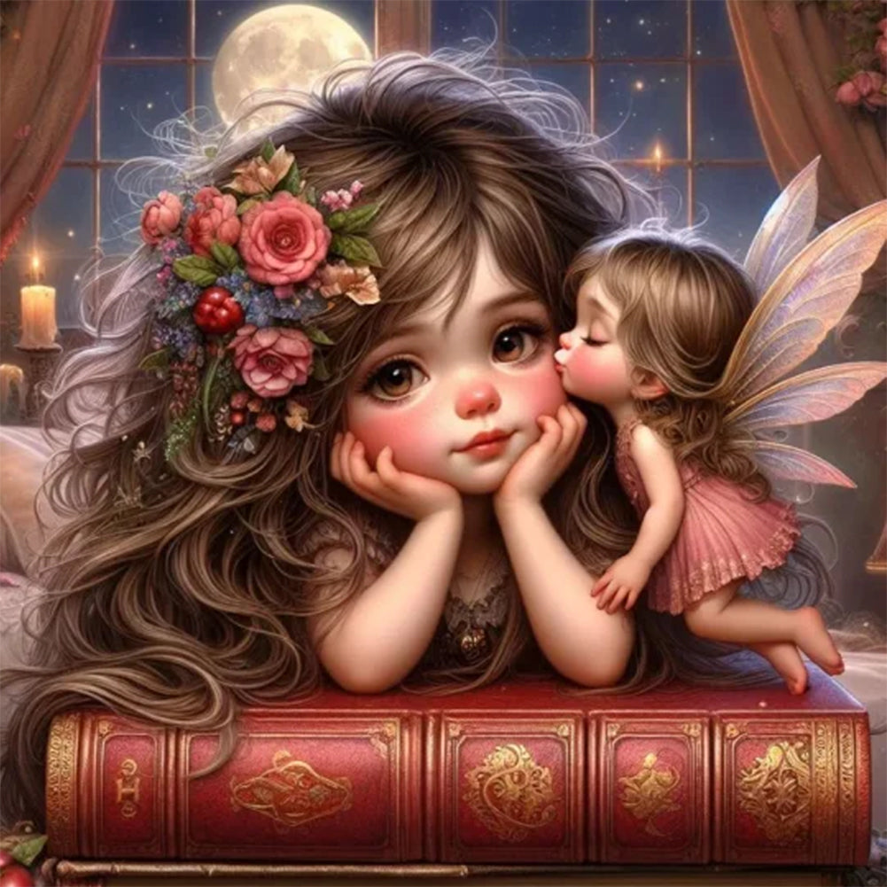 Diamond Painting - Full Round - Cartoon girl with elf (50*50CM)