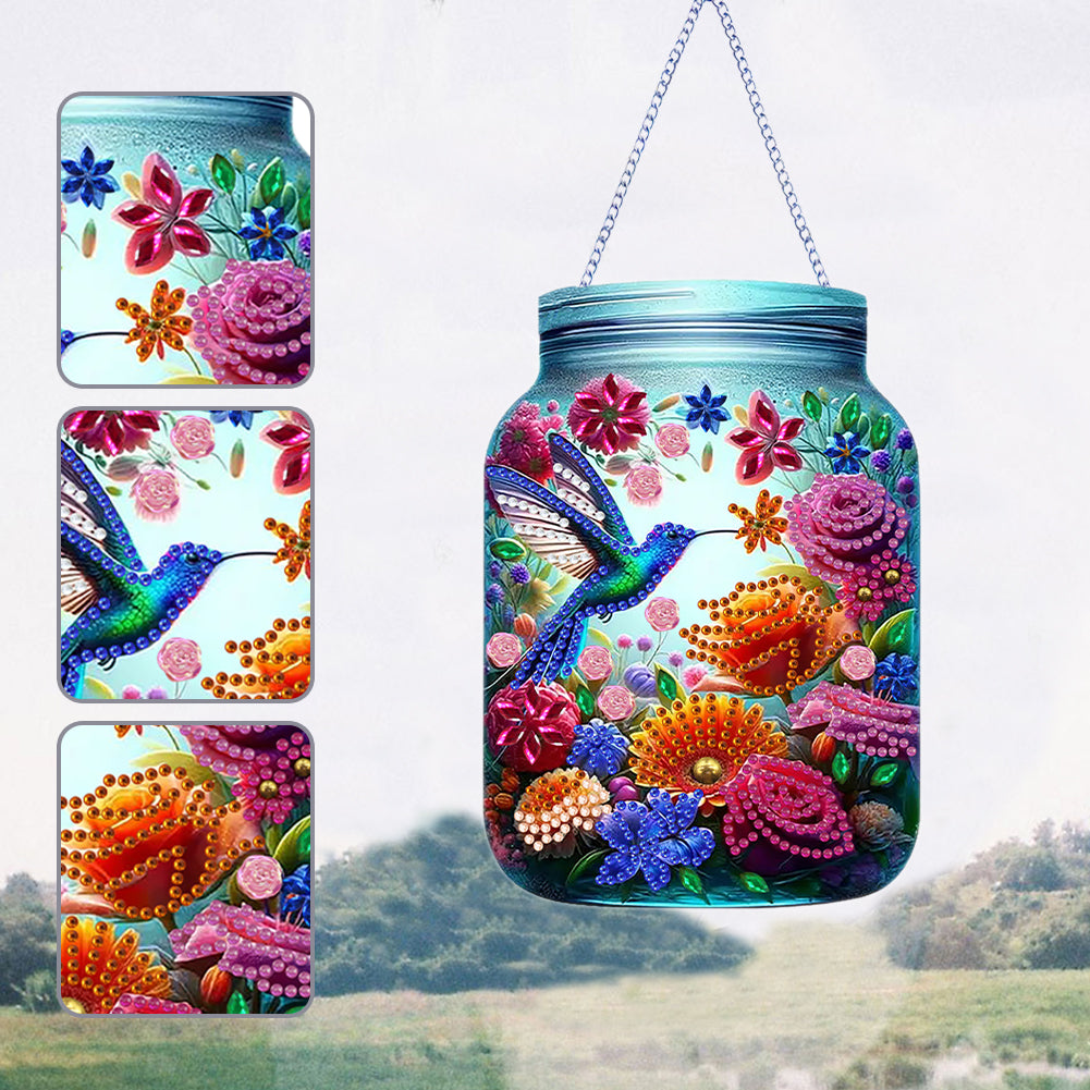 Flowers Birds In Vase Diamond Painting Hanging Decor Acrylic Home Windows Decor
