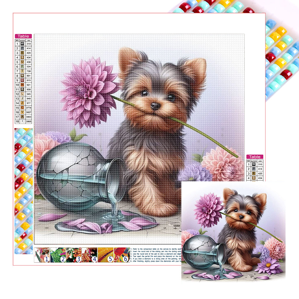 Diamond Painting - Full Square - Dog-Yorkshire (30*30CM)