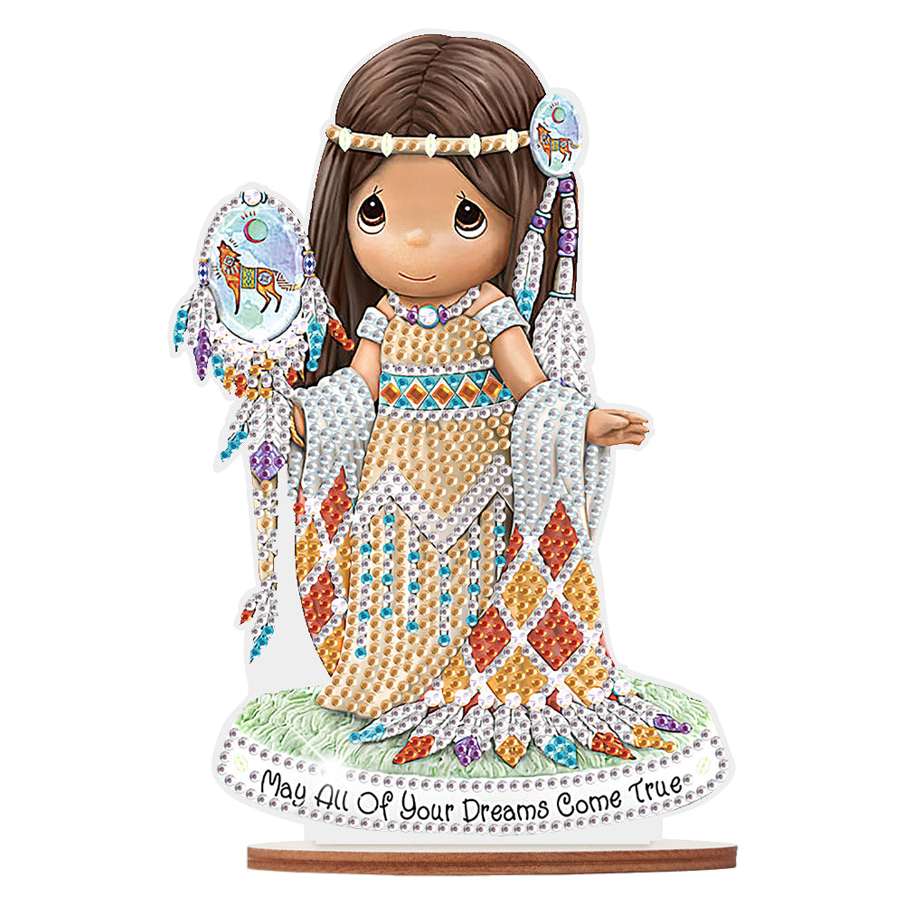 Wooden Figure Desktop Diamond Art Kits Colorful Precious Moment Dolls Cute Dolls