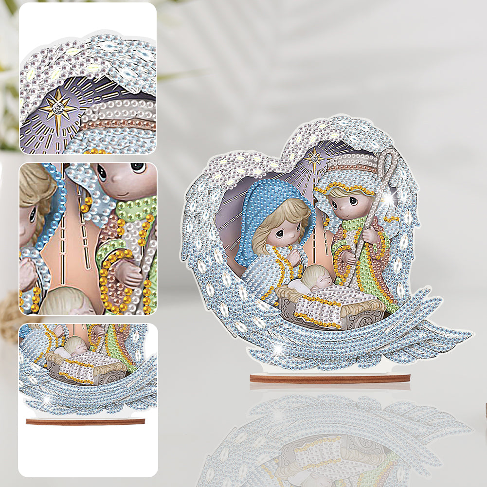 Wooden Figure Desktop Diamond Art Kits Colorful Precious Moment Dolls Cute Dolls