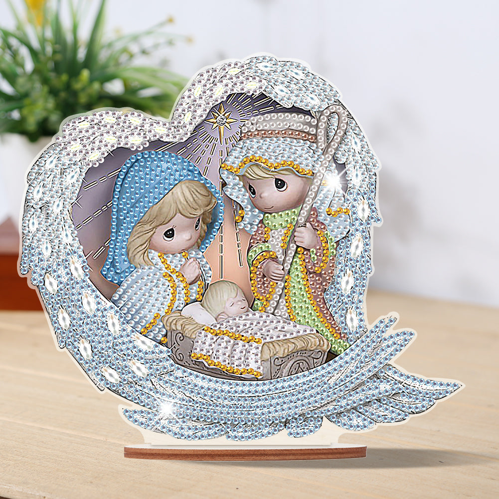 Wooden Figure Desktop Diamond Art Kits Colorful Precious Moment Dolls Cute Dolls