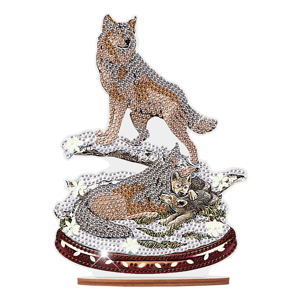 Wooden Animal Diamond Painting Desktop Decorations for Home Office Desktop Decor