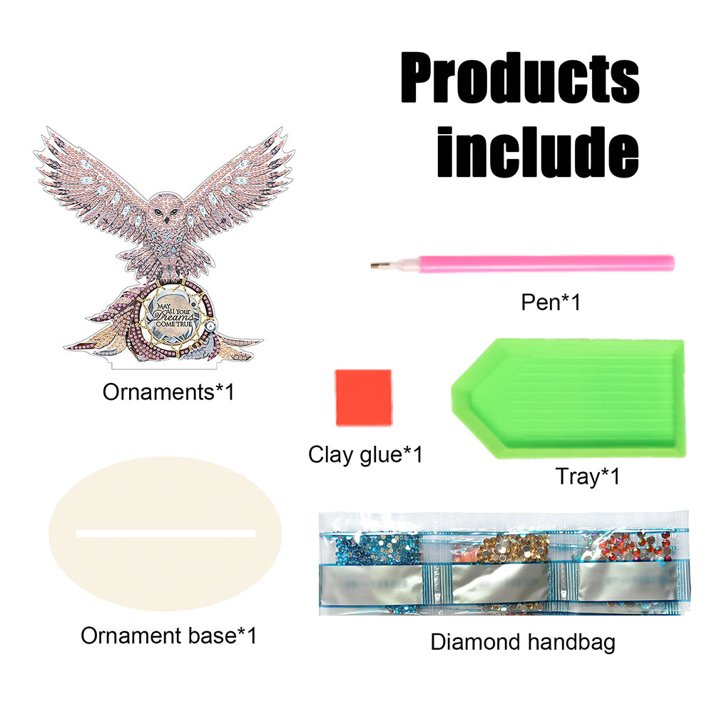 Wooden Animal Diamond Painting Desktop Decorations for Home Office Desktop Decor