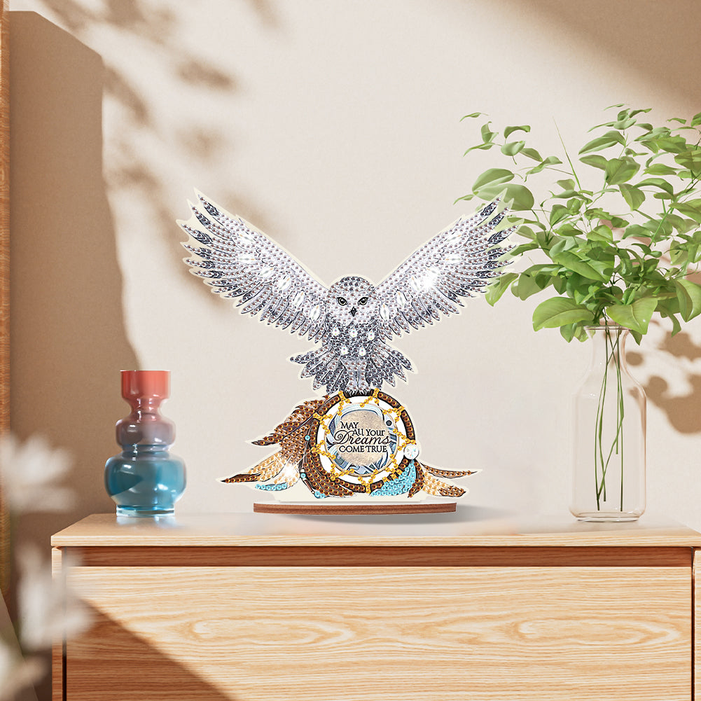 Wooden Animal Diamond Painting Desktop Decorations for Home Office Desktop Decor