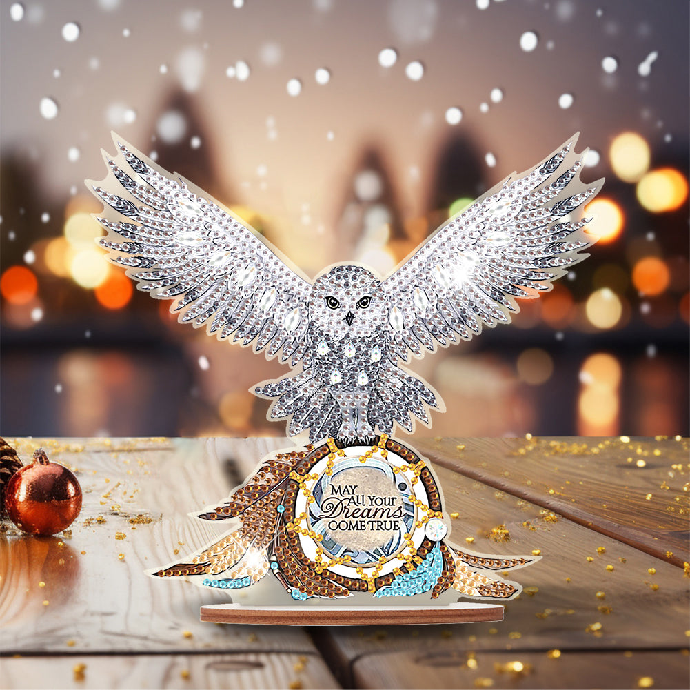 Wooden Animal Diamond Painting Desktop Decorations for Home Office Desktop Decor