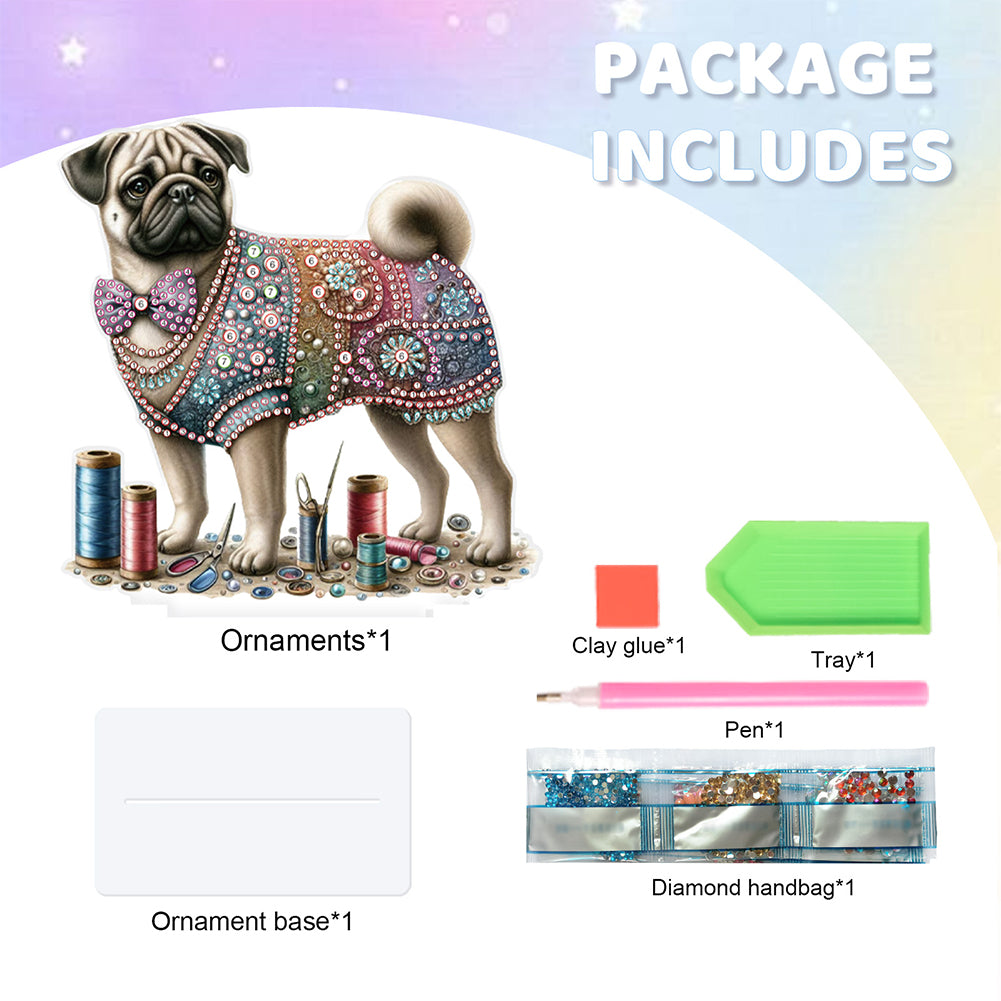 Dog Special Shaped Animal Desktop Diamond Art Kits for Home Office Desktop Decor
