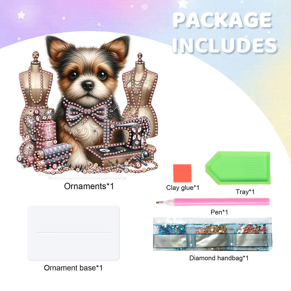 Dog Special Shaped Animal Desktop Diamond Art Kits for Home Office Desktop Decor