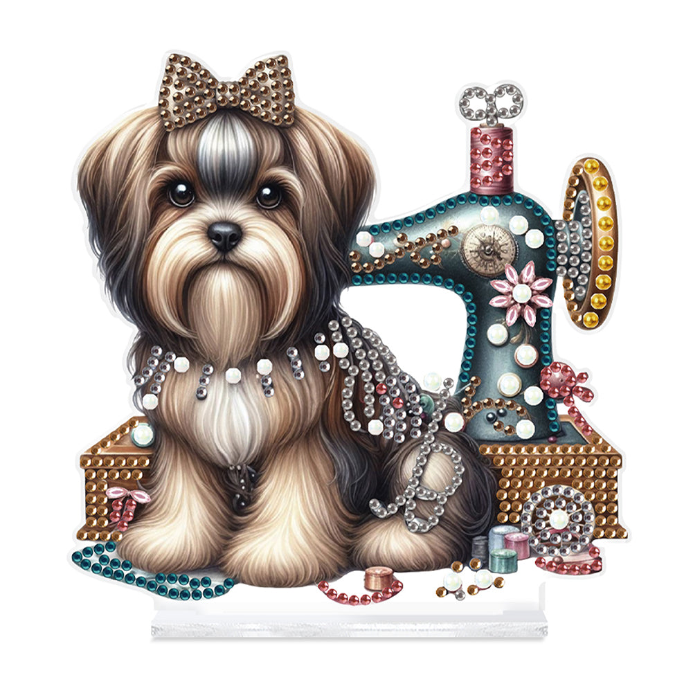 Dog Special Shaped Animal Desktop Diamond Art Kits for Home Office Desktop Decor
