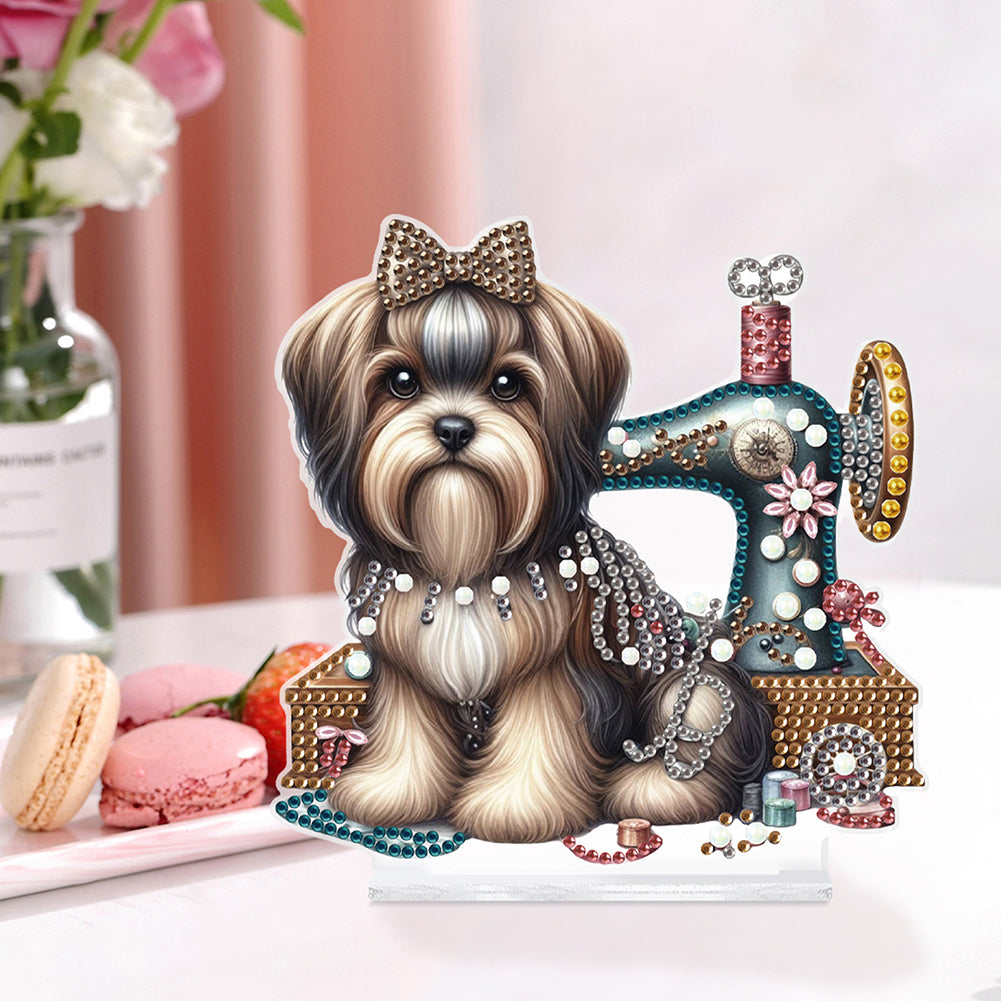 Dog Special Shaped Animal Desktop Diamond Art Kits for Home Office Desktop Decor