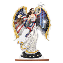 Load image into Gallery viewer, Wooden American Flag Angel Diamond Painting Desktop Ornaments Kit Decoration
