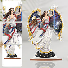 Load image into Gallery viewer, Wooden American Flag Angel Diamond Painting Desktop Ornaments Kit Decoration
