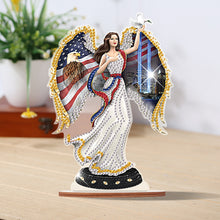 Load image into Gallery viewer, Wooden American Flag Angel Diamond Painting Desktop Ornaments Kit Decoration
