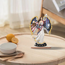 Load image into Gallery viewer, Wooden American Flag Angel Diamond Painting Desktop Ornaments Kit Decoration
