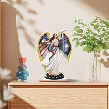 Load image into Gallery viewer, Wooden American Flag Angel Diamond Painting Desktop Ornaments Kit Decoration
