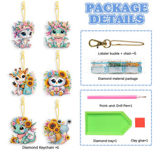 Load image into Gallery viewer, 6Pcs Double Sided Flower Animal Diamond Art Keyring Cute Animal DIY Crafts Decor
