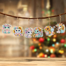 Load image into Gallery viewer, 6Pcs Double Sided Flower Animal Diamond Art Keyring Cute Animal DIY Crafts Decor
