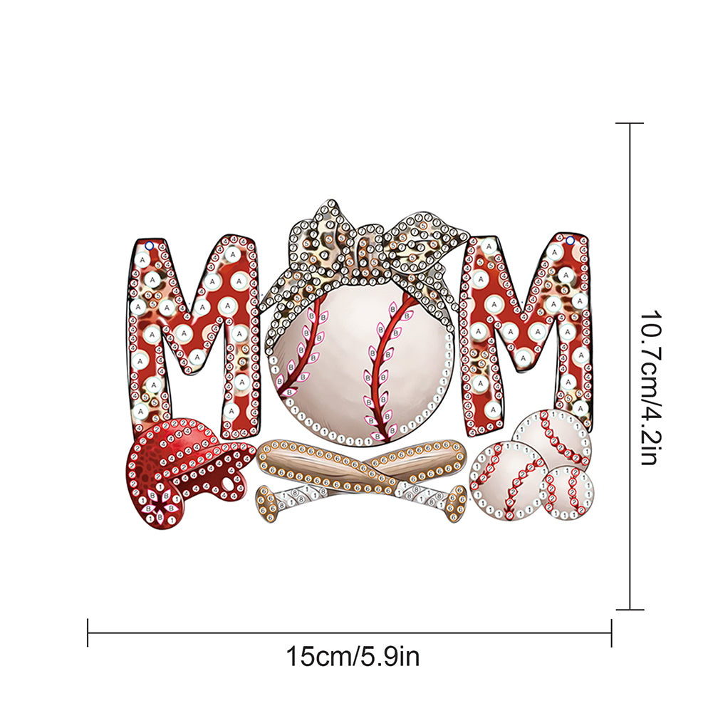 Mom Baseball Art Diamond Painting Hanging Pendant Acrylic Home Windows Decor