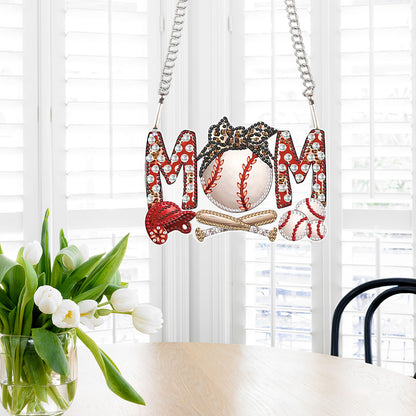 Mom Baseball Art Diamond Painting Hanging Pendant Acrylic Home Windows Decor